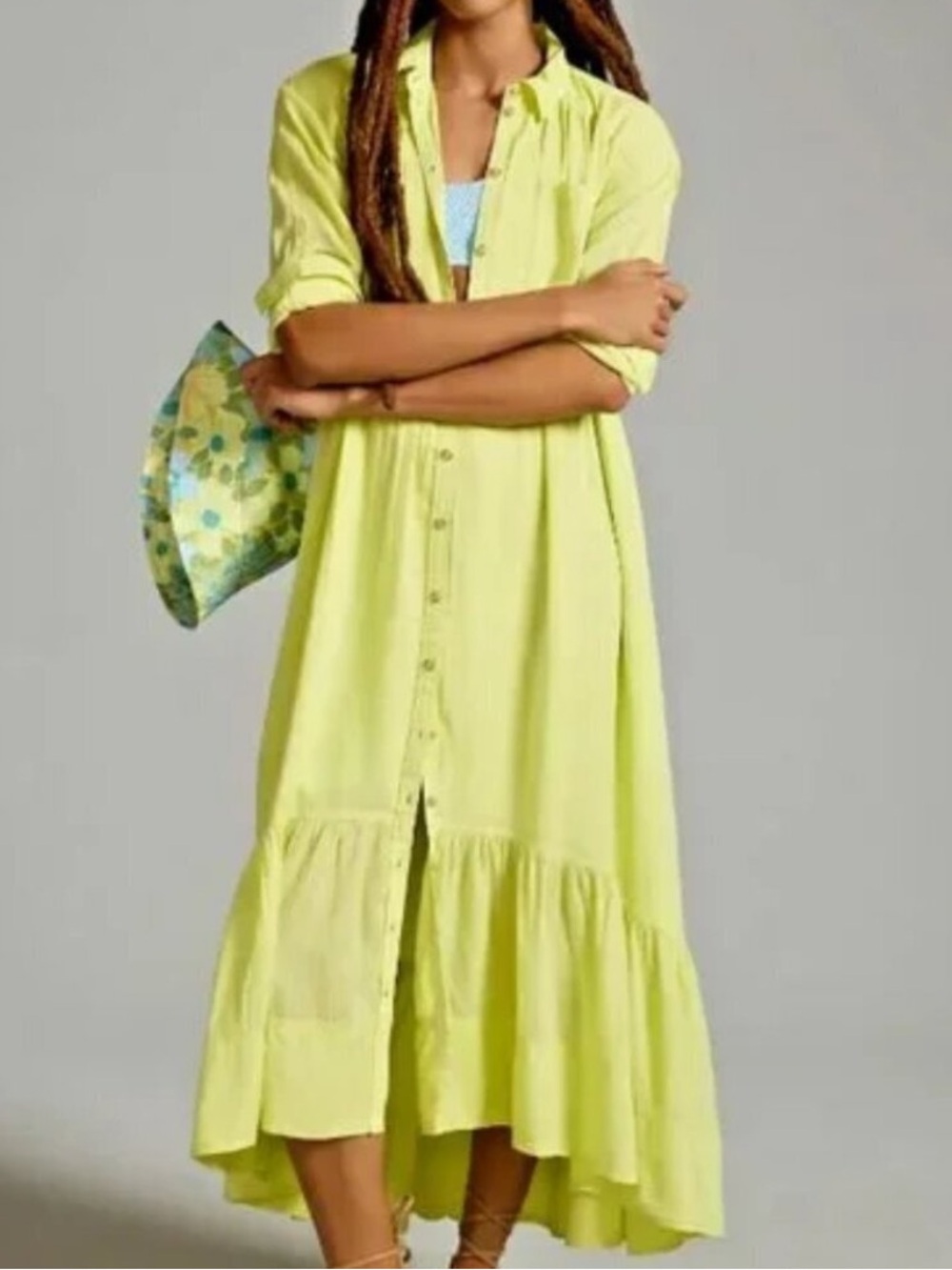 Anthropologie Pilcro Tiered V-Neck Shirt Dress XSP Petite